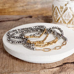 Classic Bracelet Set – Gold Chain & Hematite Gray Beads