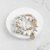 Coin Wood Beaded Bracelet Set - Silver Gold Tone