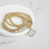 Clover and ball beads Bracelet Set with crystals in gold tone