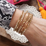 Classic Bracelet Set – Gold Chain & Cream Beads