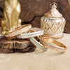 Minimalist Crystal & Pearl Bangle Bracelet – Brushed Gold or Silver