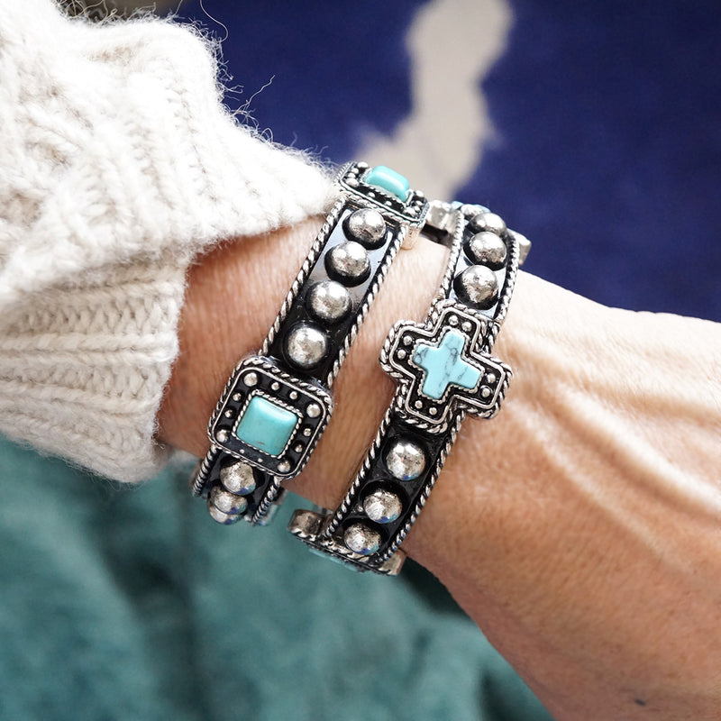 Desert Song – Boho Western Stretch Bangles with Turquoise