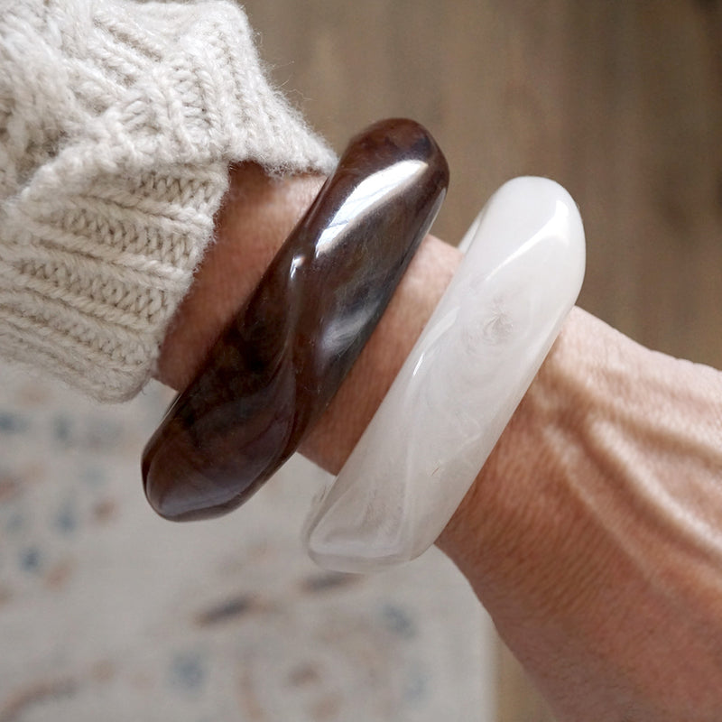 Earth Edge – Square Resin Chunky Statement Bangle
