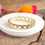 Chain Design Hinge Statement Bangle Bracelet in Gold tone