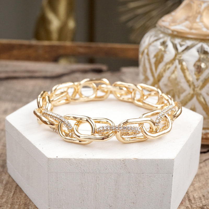 Gleam Links – Chunky Chain Stretchy Bracelet with Crystal Accents