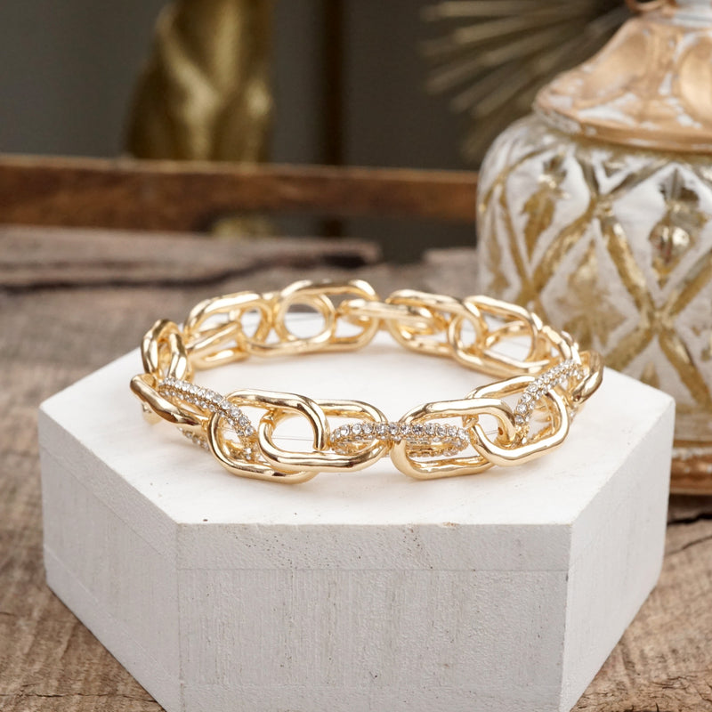 Gleam Links – Chunky Chain Stretchy Bracelet with Crystal Accents