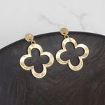 Clover Hammered Distressed Drop Earrings - Gold & Silver Tones