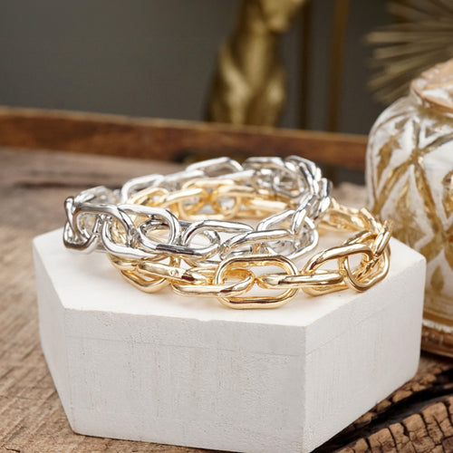 Gleam Links – Chunky Chain Stretchy Bracelet with Crystal Accents
