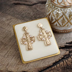 Golden Creed – Minimal Byzantine Cross Earrings