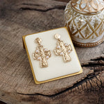 Golden Creed – Minimal Byzantine Cross Earrings