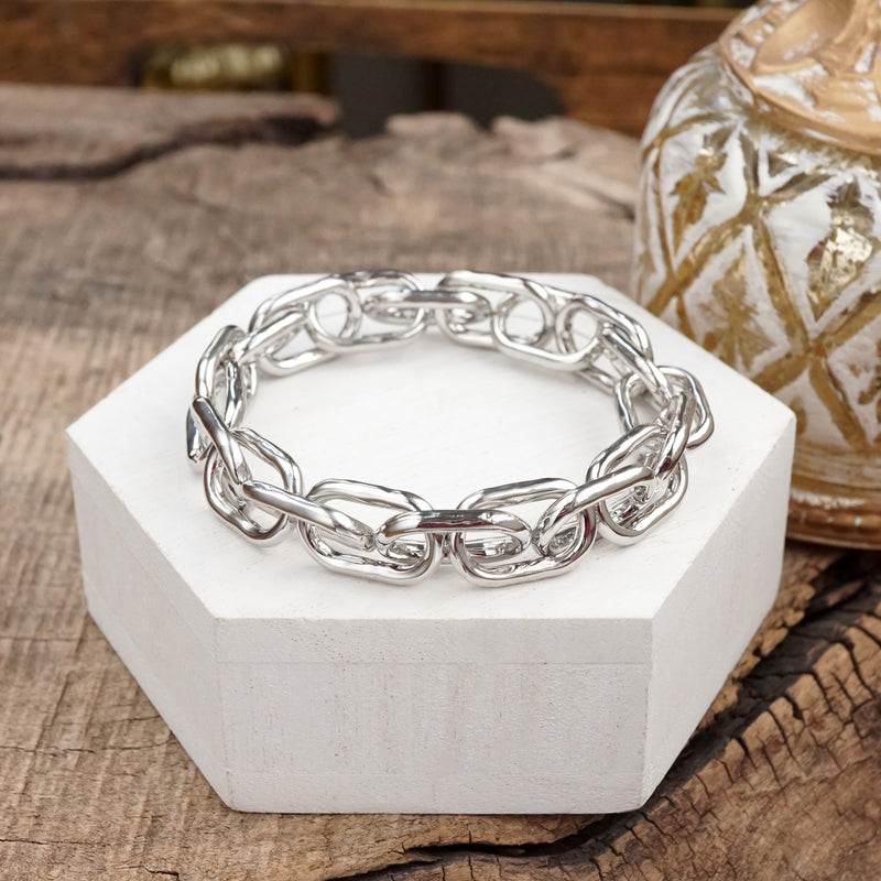 Gleam Links – Chunky Chain Stretchy Bracelet with Crystal Accents