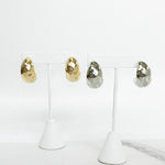 Hammered Teardrop Huggie Earrings - Gold & Silver Tone