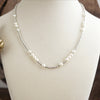 Short Dainty Necklace - Pearls and Ball Beads in Silver tone