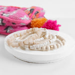Summer Fresh Neutrals stack clay glass wood beads bracelets set