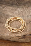 Gold tone small ball beads bracelet stack of 5 bracelets