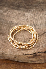 Gold tone small ball beads bracelet stack of 5 bracelets