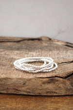 Silver tone small ball beads bracelet stack of 5 bracelets