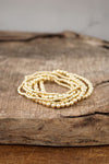 Gold tone multi size beaded bracelet stack of 6 bracelets