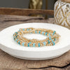 Aqua Glow – Beaded Bracelet Stack in Gold and Cool Blues (Set of 5)