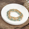 Aqua Glow – Beaded Bracelet Stack in Gold and Cool Blues (Set of 5)