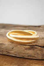 Gold tone triple strand flexy stretchy bracelet bangle watch band Snake chain - 10mm