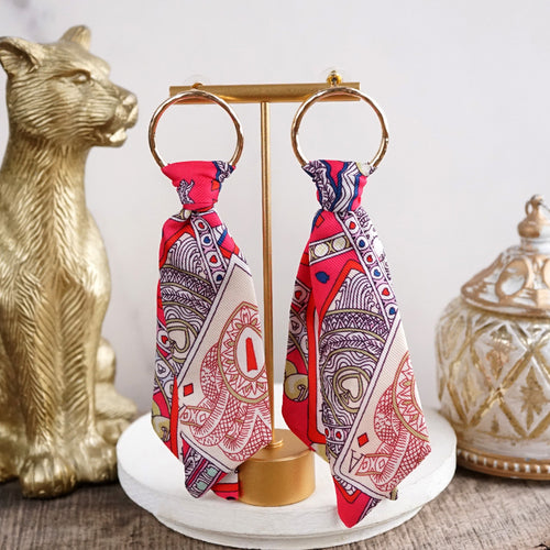 Wild Whimsy – Statement Fabric Tie Hoop Earrings