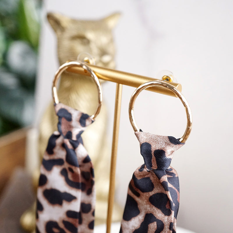Wild Whimsy – Statement Fabric Tie Hoop Earrings