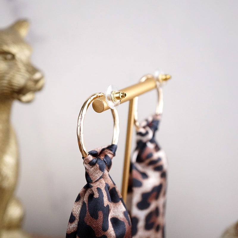 Wild Whimsy – Statement Fabric Tie Hoop Earrings