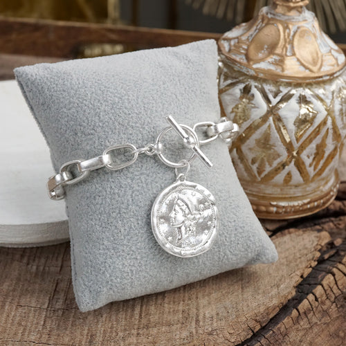 Urban Token – Cable Chain Toggle Bracelet with Coin Charm