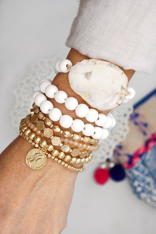 Bohemian Coin Bracelet Set in worn gold