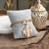 Divine Gleam – Hammered Cross Toggle Bracelet with Pearls & Crystals