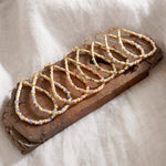 Dainty Classic Beaded Necklace – Matte Gold and Semi-Precious Stones