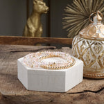 Glass Gleam – Set of 4 Faceted Glass & Gold Bead Stretch Bracelets