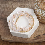 Glass Gleam – Set of 4 Faceted Glass & Gold Bead Stretch Bracelets
