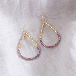 Glass & Gold Beaded Teardrop Earrings - Gold, Purple, Blue, Neutral