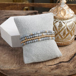 Glass Gleam – Set of 4 Faceted Glass & Gold Bead Stretch Bracelets
