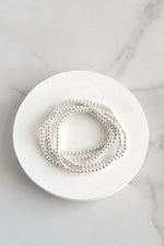 Silver tone small ball beads bracelet stack of 5 bracelets