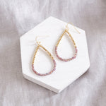 Glass & Gold Beaded Teardrop Earrings - Gold, Purple, Blue, Neutral