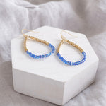 Glass & Gold Beaded Teardrop Earrings - Gold, Purple, Blue, Neutral