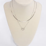 Clover pendant Layered short necklace Silver Gold tone