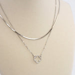 Clover pendant Layered short necklace Silver Gold tone