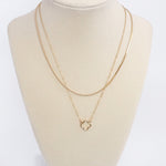 Clover pendant Layered short necklace Silver Gold tone