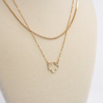 Clover pendant Layered short necklace Silver Gold tone