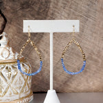 Glass & Gold Beaded Teardrop Earrings - Gold, Purple, Blue, Neutral