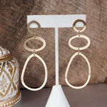 Pebbles Abstract Hoop Statement Earrings – Gold Tone