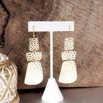 Elongated Abstract Statement Earrings – Gold Tone