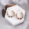 Beaded Teardrop Wire Earrings – Gold Tone & Colorful Stone Beads