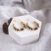 Beaded Teardrop Wire Earrings – Gold Tone & Brown Tiger Eye Stone Beads