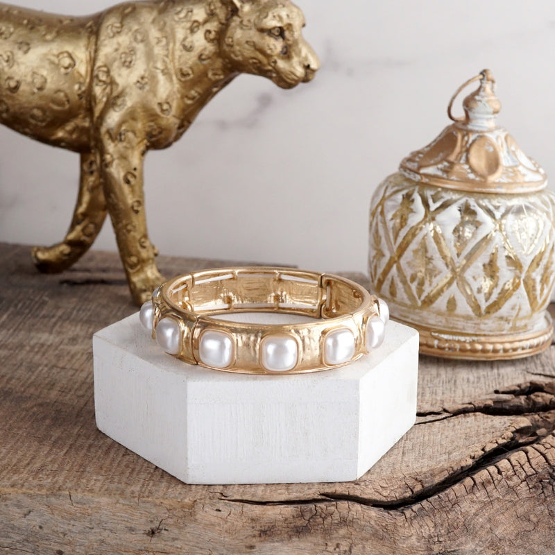 Eternal Glow – Eternity Stretchy Bangle with Cabochons or Pearls