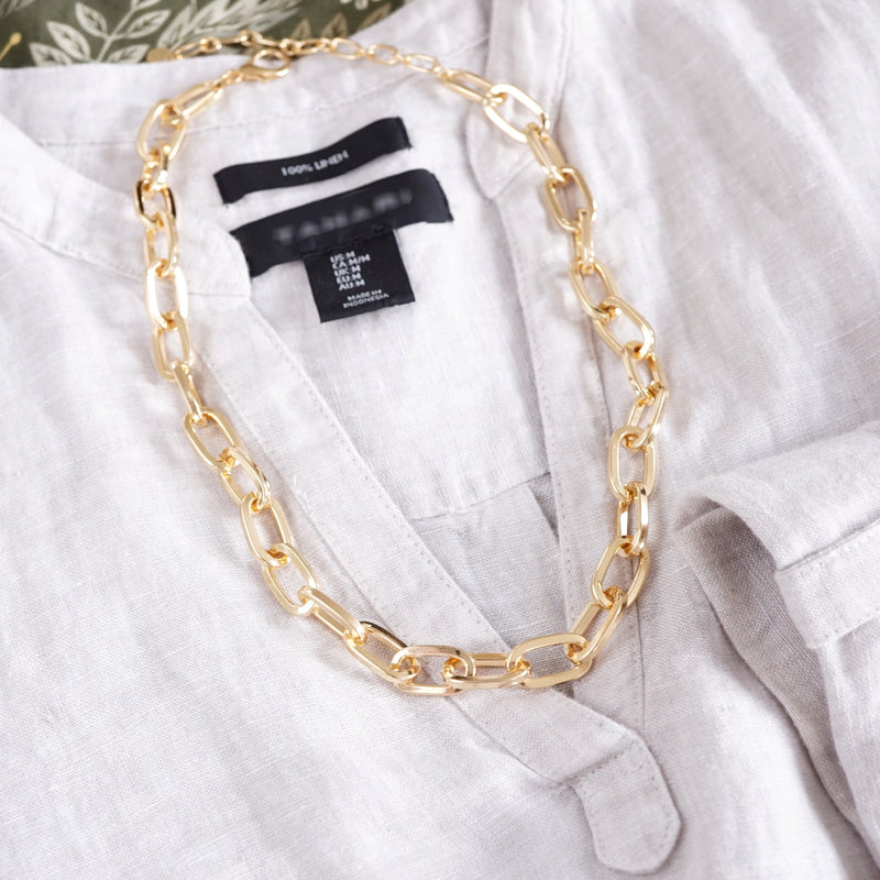 Chunky Cable Chain Necklace in Gold Tone